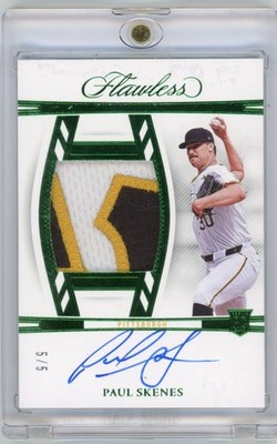 2024 Panini Flawless Paul Skenes Rookie Patch Auto True Emerald /5 SSP Pirates