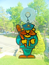 POLICE  KEYSTONE COP WITH A BATON SUNCATCHER & A 9/11  MEMORIAL RIBBON LAPEL PIN