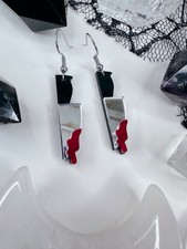 Final Girl Bloody Knife Earrings Halloween Horror Jewellery Alternative Goth