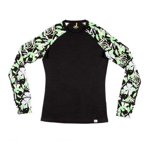 Wild Rye Evie Raglan - Camada base feminina tamanho 02 lã merino 230gsm $129 preta - Imagem 2 de 4