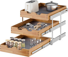 Pull Out Cabinet Drawer 17" W X 21" D, 3 Tier Pull Out Cabinet Organizer, Heavy-