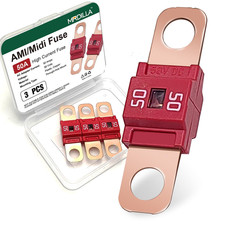 Ami/Midi Car Fuses 50 Amp High Current Fuse, Bolt-On Fuse for Cars, Buses, Rvs,