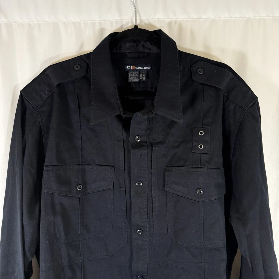Camisa de Trabajo Táctica 5.11 Para Hombre 2XL 18-18.5 Negra Manga Larga Botón Cremallera Uniforme Foto 2 de 4