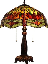 Chloe Lighting  "EMPRESS" Tiffany-Style Dragonfly 2 Light Table Lamp 16" Shade