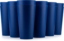 32-Ounce Plastic Tumblers Large Drinking Glasses, Set of 12 Navy Blue
