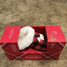 NIB Charter Club Memory Foam Cushioning Slippers Slides Buffalo Check Size M 7-8