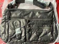 Women's Gunmetal Everyday Shoulder Bag Soft Faux Leather Adjustable Strap NWT