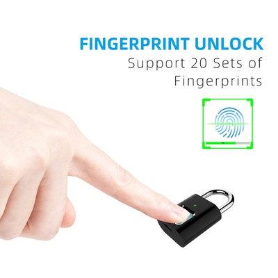 Smart Keyless Fingerprint Padlock Waterproof Biometric Prevent Theft Recharg Fit