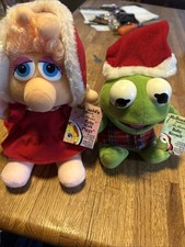 VTG 1987 Lot Baby Kermet Miss Piggy Stuffed Plush Christmas Jim Henson Muppet