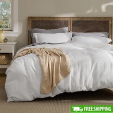 Soft Microfiber Duvet Cover Set Waffle Weave Zipper Closure King 3-Piece New