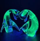 Pair of Murano V. Nason Uranium Vaseline Glass Duck