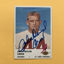 John David Crow SIGNED, 1961 Fleer #23, St. Louis Cardinals, AUTOGRAPHED