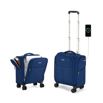 16 Inch Underseat Carry On Luggage with Wheels Softside Small Suitcases Perso...
