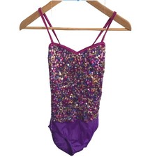 Costume Gallery Vintage Unitards Sequin Child Dance Wear Purple Multicolor Large