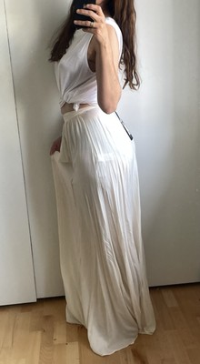 Elisabetta Franchi Maxi Skirt Flowy cloud light embroidered panels lace size 10