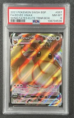 EEVEE VMAX PSA 8 2021 POKEMON SWSH BSP #SWSH087 FULL ART FA SHINING FATES ETB 36