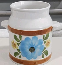Vintage Sado Portugal FTD Hand-Painted Floral Milk Crock – 70s/80s Farmhouse