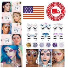 Face Jewels and Body Glitter Set 12 Pcs Holographic Flakes for Festivals