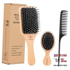 Boar Bristle Hair Brush and Comb Set for Women Men Kids, Best Natural wooden2