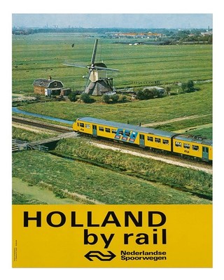 Holland Mit Der Bahn Vintage Reiseplakat Wandkunst Landschaft Poster