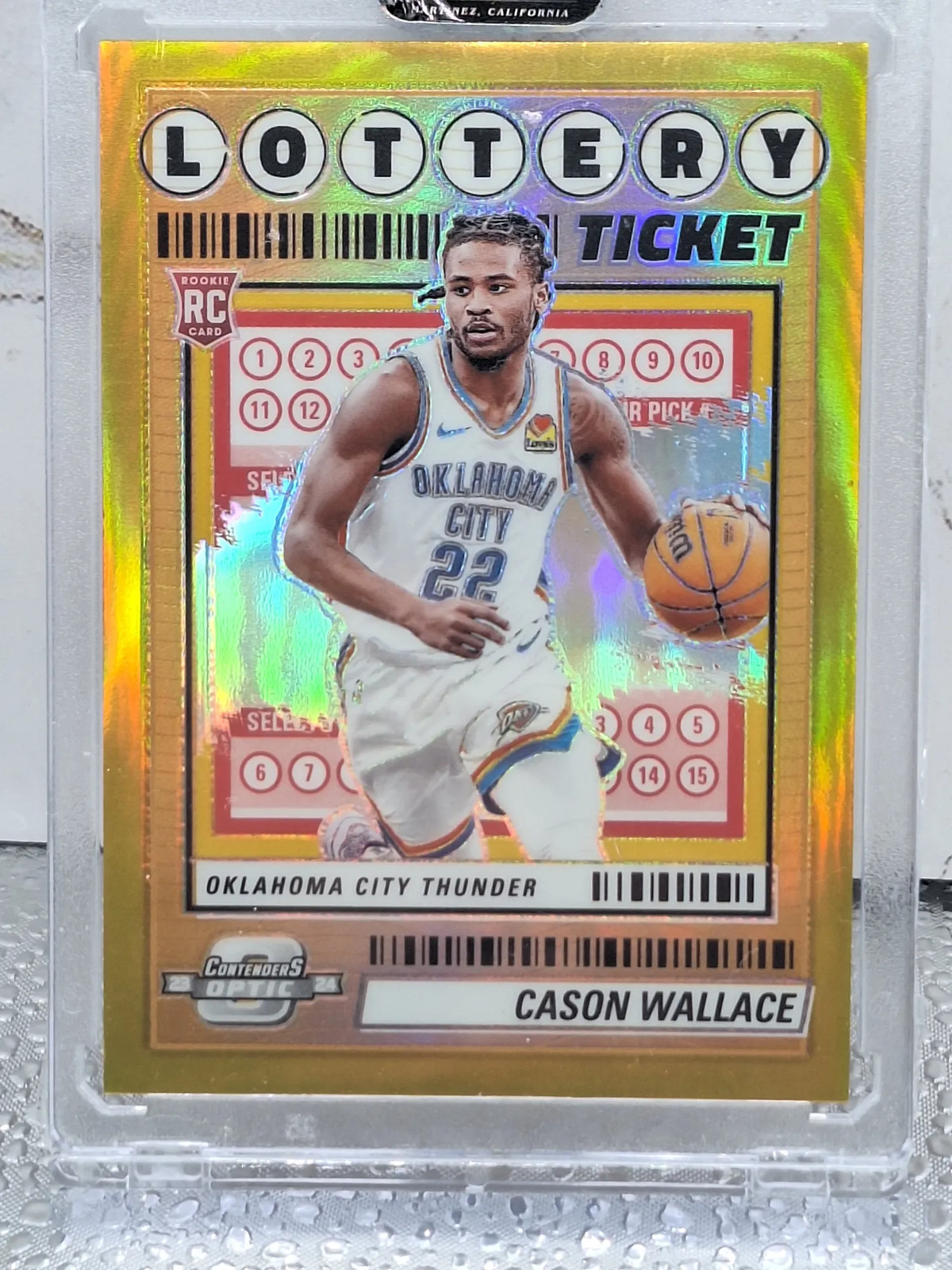 2023-24 Contenders Optic Lottery Ticket Cason Wallace RC Gold Prizm 10/10
