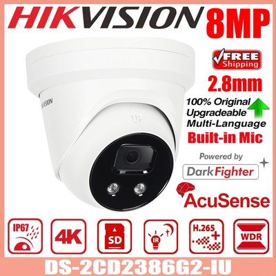 Hikvision Dome IP Kamera 4K DarkFighter AcuSense Built-in Mic DS-2CD2386G2-IU DE