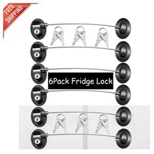 6 Pack Black Refrigerator Locks with 12 Keys - Child Safety Easy Install