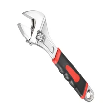 Adjustable Wrench 10" Wide Jaw Wrench Adjustable Repairs Spanner Red-Black