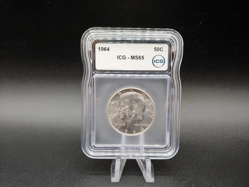 1964 Kennedy Silver Half Dollar ICG MS65 - 90% Silver - FREE Shipping!