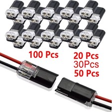 20/30/50/100 Pieces of Locking Plug-In Dual-Wire Led Connectors, 2-Pin 2-Way