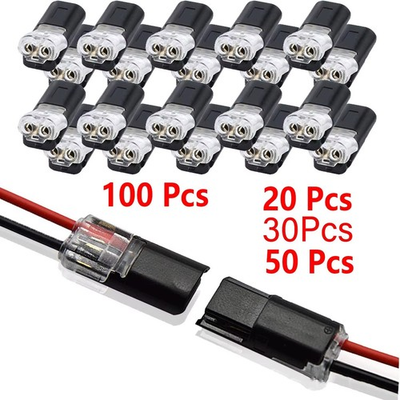 #ad 20 30 50 100 Pieces of Locking Plug In Dual Wire Led Connectors 2 Pin 2 Way $8.70