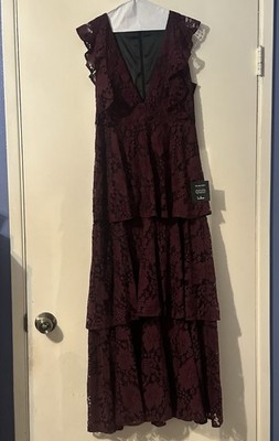 Lulus Burgundy Lace Maxi Dress Size Medium