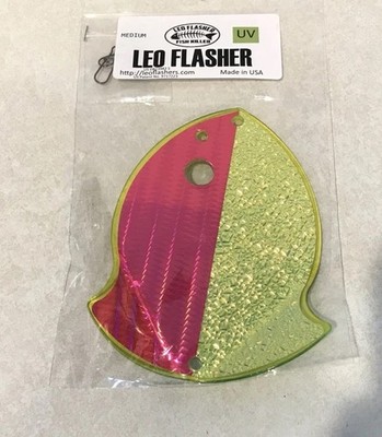 LEO FLASHER SALMON MEDIUM 6.5  CHARTREUSE PINK CRUSH UV Trolling Dodger USA NEW