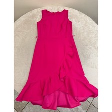 Calvin Klein Dress Womens Size 4 Pink Sleeveless Asymmetrical Ruffle Midi