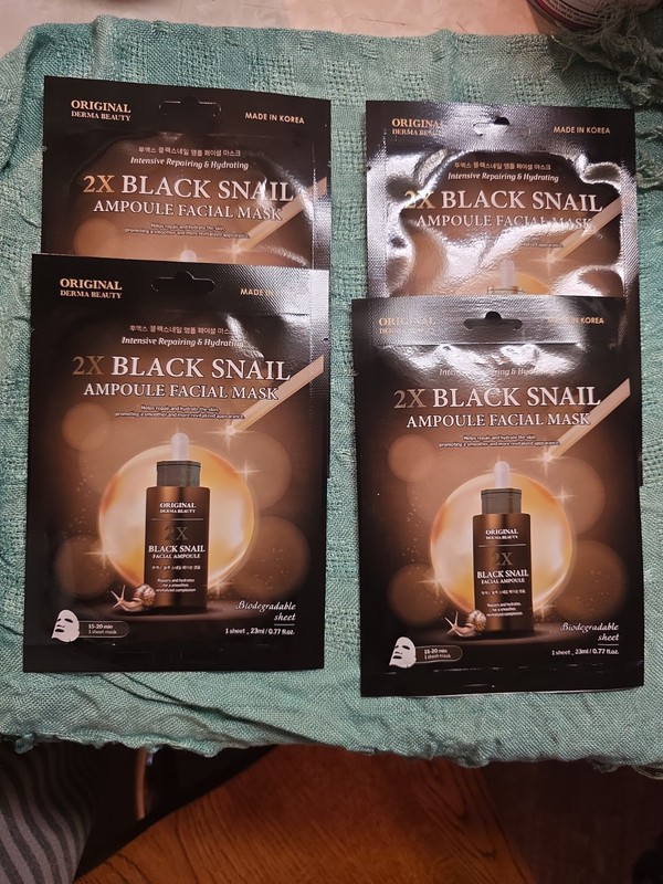 2X BLACK SNAIL Ampoule FACE MASK  ( 4 Item LOT ) NEW Sealed KOREAN SKINCARE