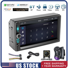 Double Din 7" Car Stereo W/ Backup Cam Android/Apple Carplay Radio Touch Screen