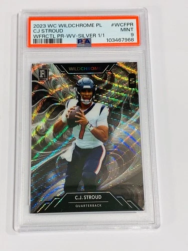 2023 WILD CARD CJ STROUD CHROME SILVER 1/1 ROOKIE #WCFPR PSA 9 MINT TEXANS