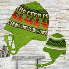 NEW PERU PERUVIAN ALPACA TRENDY HANDMADE SOFT KNIT REVERSIBLE CHULLO BEANIE HAT