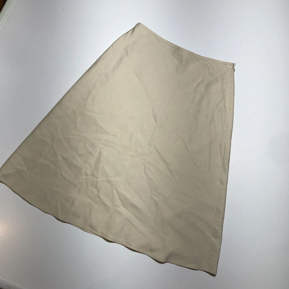 Kate Hill A 字裙 尺寸 6 真丝亚麻棕褐色卡其色 膝盖以下 Modest Essential — 第 2/4 张图片