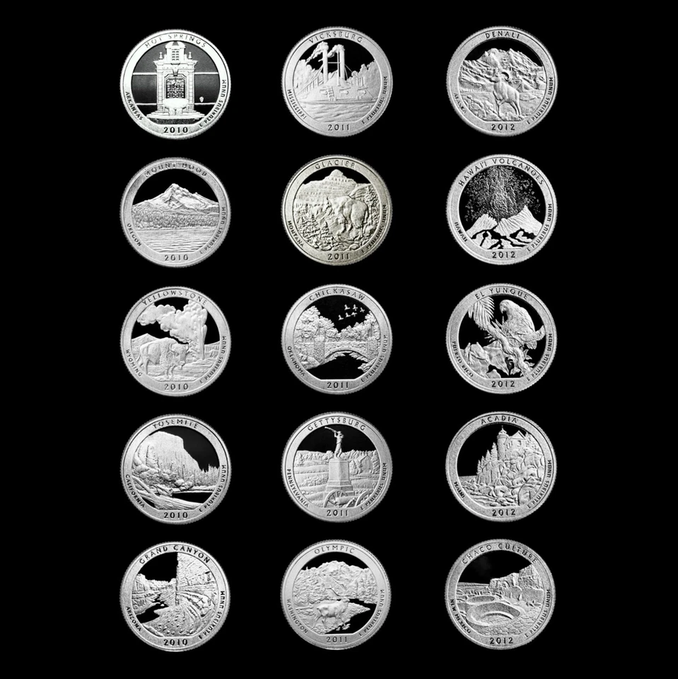 2010 2011 2012 National Parks ATB Mint Quarters ~ Silver and Clad Proof Set  - Image 2 of 3