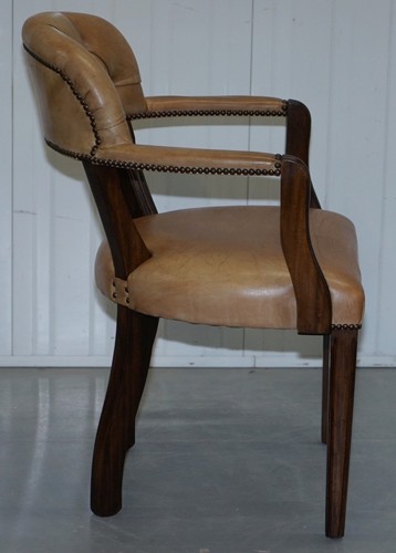 FOUR RRP £9200 BROWN LEATHER HOUSE OF CHESTERFIELD COURT OFFICE DINING CHAIRS - Picture 8 of 12