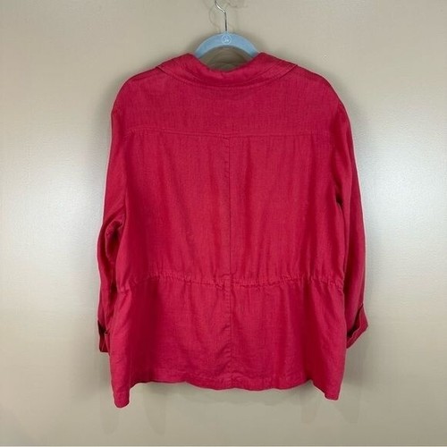 JM Collection Red Linen Lightweight Jacket 18 - Picture 4 of 8