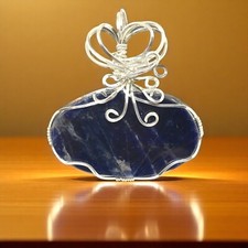 Blue Sodalite Pendant Wire Wrapped In Sterling Silver