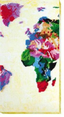 Bead embroidery kit World Map-2 needlework kit Art canvas beadwork pattern