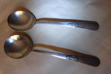 3 Round Bowl Gumbo Soup Spoons 1 Fork Holmes Edwards YOUTH 1940 Silverplate 4pc