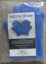Silicone Gloves Heat Resistant Oven Grill Hot Pot Kitchen Cooking Blue Mitts BBQ