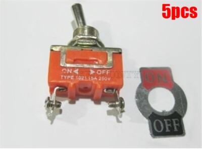 5Pcs On-Off Toggle Switch 15A 250V 2-Pin New Ic oi