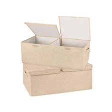 2 Pack Storage Boxes With Lids And Handles Collapsible Linen Storage Bins Organi