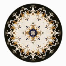 24" Marble Round Table Top Inlay Handmade Work With Marble Stand