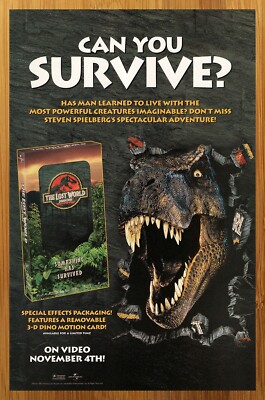 1997 The Lost World: Jurassic Park VHS Vintage Print Ad/Poster